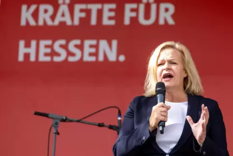 Hat ihr Ziel nicht erreicht: die hessische SPD-Spitzenkandidatin, Bundesinnenministerin Nancy Faeser. 