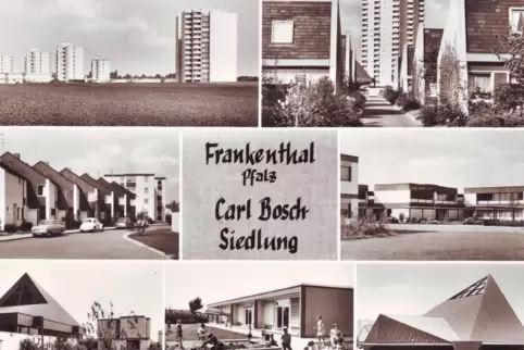 Auf dieser Mehrbildkarte werden anschaulich die baulichen Höhepunkte der Carl-Bosch-Siedlung präsentiert.