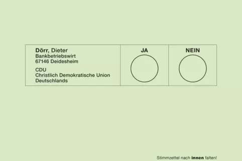 Ein Muster-Stimmzettel für die Wahl des Verbandsbürgermeisters.