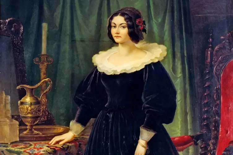  Bildnis der Lola Montez, gemalt 1847 von Wilhelm von Kaulbach (hier umgeben von Stieler-Porträts). 