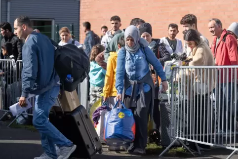 Flüchtlinge in der Erstaufnahmestelle im hessischen Gießen.