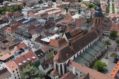 Blick auf die Stiftskirche in Landau. 