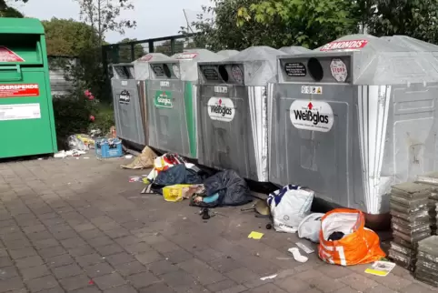 Der Müll vor den Containern gehört dort nicht hin – in Herxheim kommt es vermehrt zu illegalen Entsorgungen.