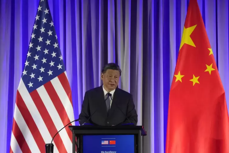 Chinas Staatsführer Xi bei einer Rede in San Francisco. 