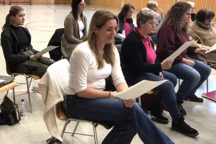 Hohe Konzentration herrschte bei den Teilnehmerinnen und Teilnehmern des Chor-Workshops in Herschberg. 