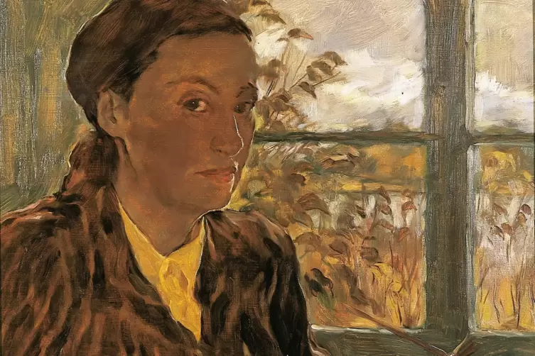 Lotte Laserstein: „Selbstporträt in Braun am Fenster“, 1947