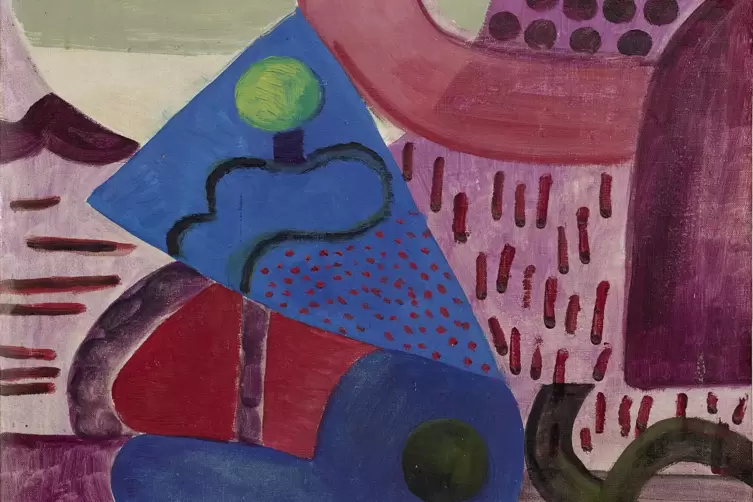 Ida Kerkovius: &bdquo;Farb- und Formkomposition Rot-Blau-Violett&ldquo;, 1957. 