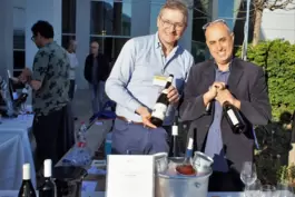 Jürgen Düringer und Assaf Paz beim Twin-Winery-Gipfel im März in Tel Aviv. 