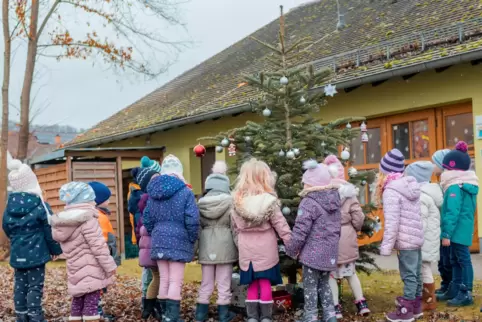 Die Kinder der Kita Altenglan haben ihre Wünsche an den Weihnachtsbaum gehängt. 