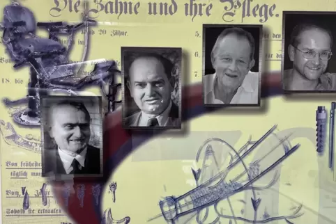 Eine Zahnarzt-Familie: das Bild wurde anlässlich des 70. Geburtstages von Walter Herrmann angefertigt und zeigt vier Generatione