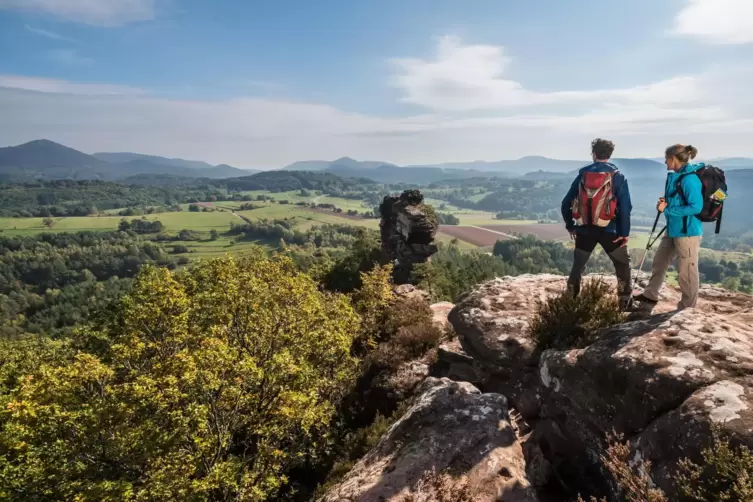 Beliebt: die Geiersteine-Tour bei Wernersberg in der S&uuml;dwstpfalz. 