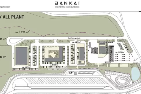 Unten ist der geplante Lkw-Parkplatz, oben das Gewerbegebiet mit Tank- und Rastanlage. 