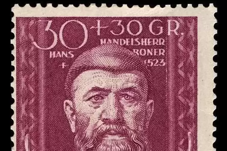 Einer Briefmarke aus dem 1944, die Hans Boner zeigt. 