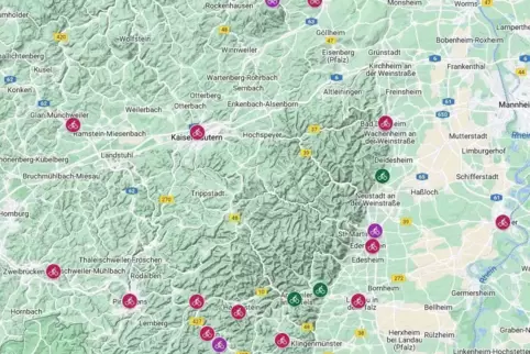 Auf dieser Karte finden Sie RHEINPFALZ-Tourentipps fürs Fahrradfahren in der Pfalz. 