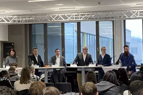 Katrin Rehak-Nitsche (SPD), Nikolas Palmarini (FDP), Patrick Kunz (FWG), Bernd Schattner (AfD), Thomas Gebhart (CDU) und Fabian 