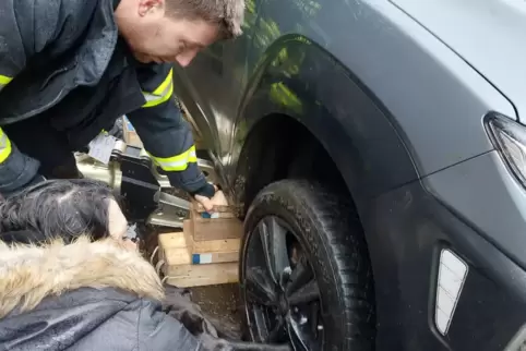 Feuerwehr und Tierretter befreiten das schwer verletzte Tier.