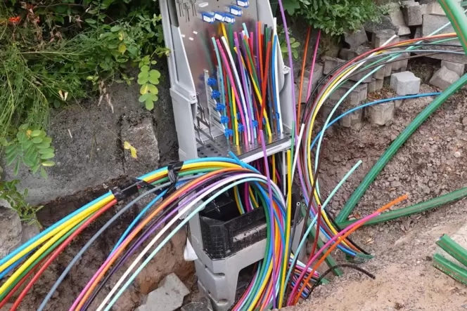 Kabelsalat: So wie hier sieht es bei der Verlegung von Glasfaserkabeln häufig aus. Viele bunte Röhrchen zweigen vom Verteilerkas Kabelsalat: So wie hier sieht es bei der Verlegung von Glasfaserkabeln häufig aus. Viele bunte Röhrchen zweigen vom Verteilerkas