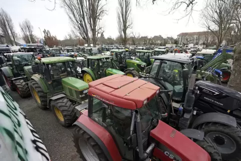 Über 600 Fahrzeuge – überwiegend Trecker, aber auch Lkw-Spediteure – kamen zur Eberthalle.