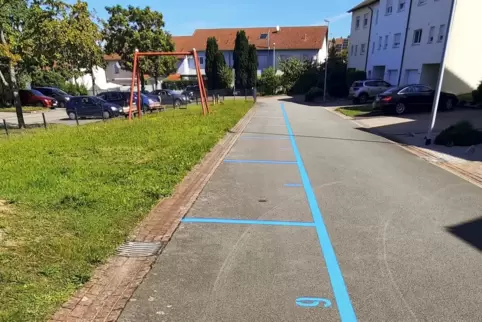 Der Hamburger Geschäftsmann markierte in der Straße Parkplätze mit blauer Farbe, um sie sie zu vermieten. Der Hamburger Geschäftsmann markierte in der Straße Parkplätze mit blauer Farbe, um sie sie zu vermieten.