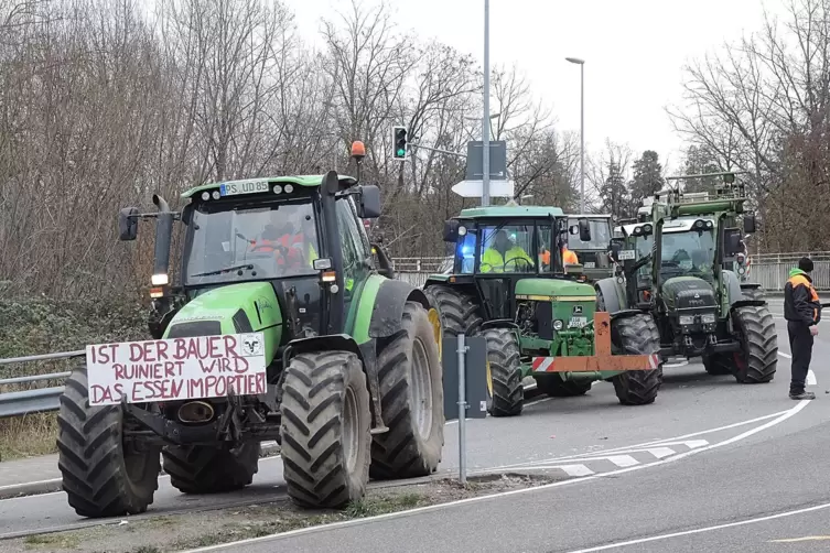 Traktoren haben vergangene Woche in Zweibrücken die Autobahnauffahrten lahm lahmgelegt. 