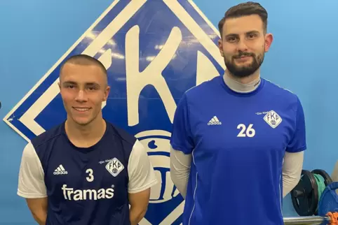 Neu beim FK Pirmasens: Verteidiger Corvin Ayers (links) und Torhüter Roberto Bana. 