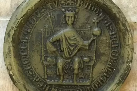 Das Siegel zeigt Rudolf I. von Habsburg um 1289. 