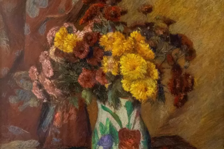 Ausschnitt aus einem Blumenstrau&szlig; mit Astern von F. F. Koch. 