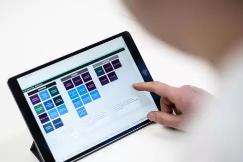 Bei vielen Firmen bereits Realität: digitales Arbeiten an einem Tablet. 
