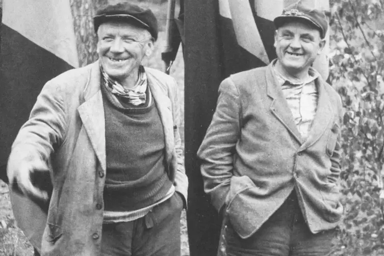 So kannte man sie: Kalle (rechts) und Jeanel beim Waldfest der Kolpingfamilie 1958 am Bildstöckel. 