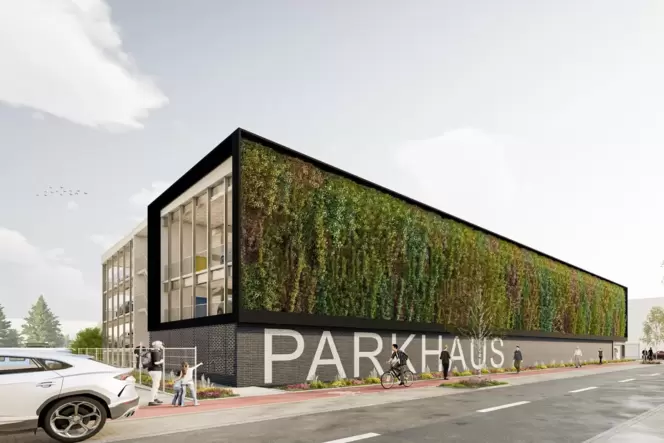So soll das Parkhaus an der Paul-von-Denis-Straße einmal aussehen.