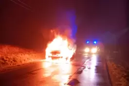Das Auto brannte zwischen Hornbach und Altheim an der Abzweigung Richtung Mittelbach.