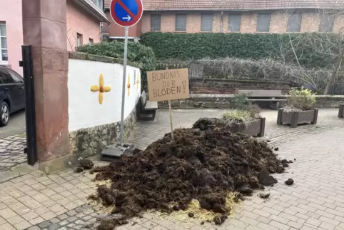 In der Nacht auf Sonntag auf die Ebertsheimer Hauptstraße gekippt: ein Misthaufen. 