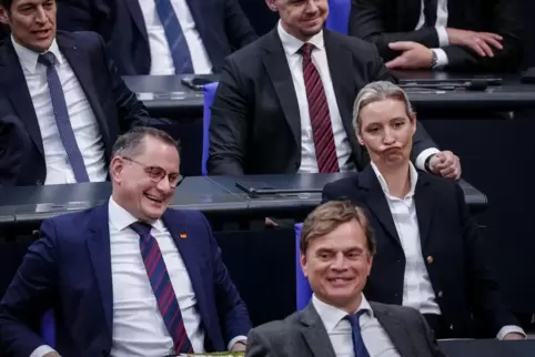 Die Fraktionsvorsitzenden der AfD im Bundestag: Tino Chrupalla und Alice Weidel. 