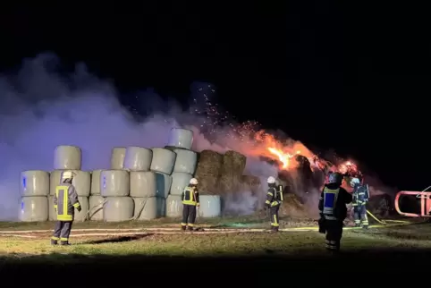 50Wehrleute waren im Einsatz, um den Ballenbrand zu löschen. 