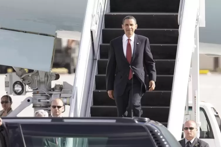 Juni 2009: US-Pr&auml;sident Barack Obama auf der Air Base Ramstein, von dort geht es direkt ins Zentralkrankenhaus nach Landstuhl.
