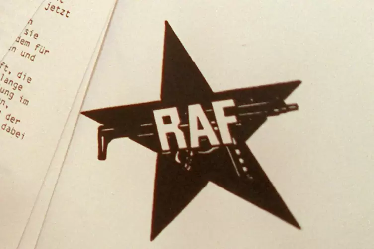RAF-Symbol auf einem Schreiben der Rote Armee Fraktion. 