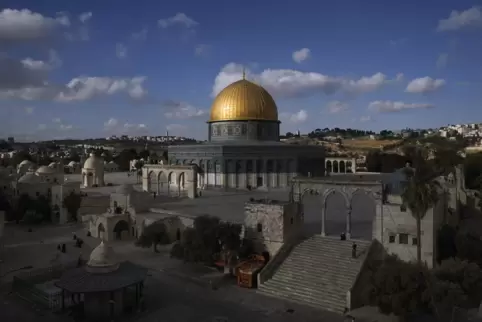 Felsendom auf dem Jerusalemer Tempelberg. Auf dem Plateau steht auch die Al-Aksa-Moschee. Ein Hamas-Sprecher rief die Palästinen