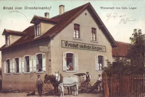 Zwei Pferdestärken: Diese Karte von der Wirtschaft der Gebrüder Leger stammt aus dem Jahr 1909.