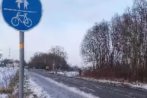 Bei dem Wintereinbruch im Januar war der Radweg entlang der L528 von Eis bedeckt.
