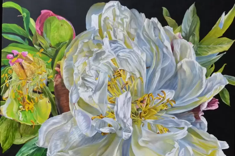 Rinaldo Greco: großformatiges Blumenstück (Ausschnitt).
