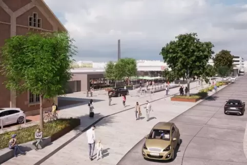 Mehr Grün und eine klare Abgrenzung von Platz und Straße: So sieht der neueste Entwurf für die Neugestaltung des Bahnhofsumfelds