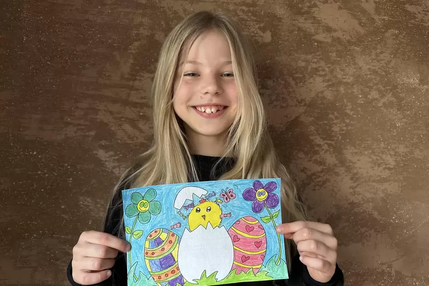Lisa Graf, 9 Jahre alt, aus Börrstadt, hat ein Küken gemalt.