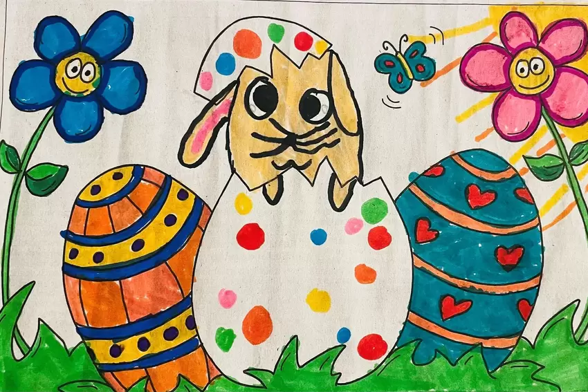 Jon Lebkücher, 6 Jahre, Weitersweiler hat auch noch einen Hasen gemalt.