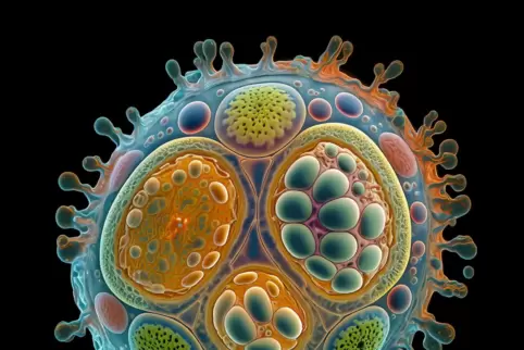Bakterien unter dem Mikroskop.