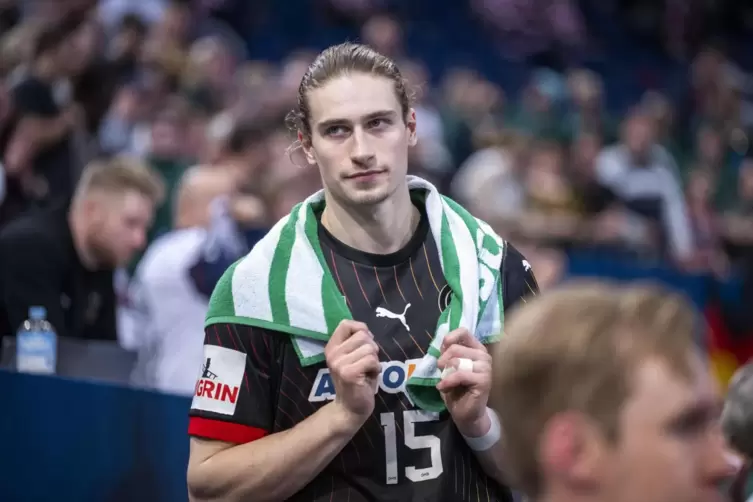 Juri Knorr nach der EM-Partie gegen &Ouml;sterreich.