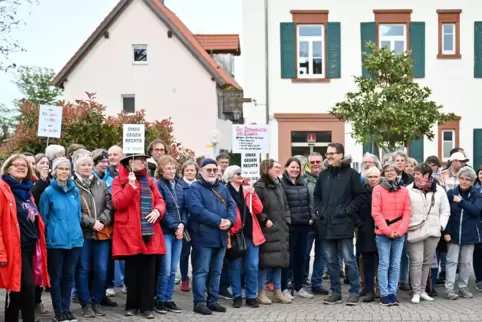 Gruppenfoto bei der Mahnwache in Deidesheim: Die Teilnehmer wollen zeigen, dass ihnen die Demokratie nicht egal ist. 