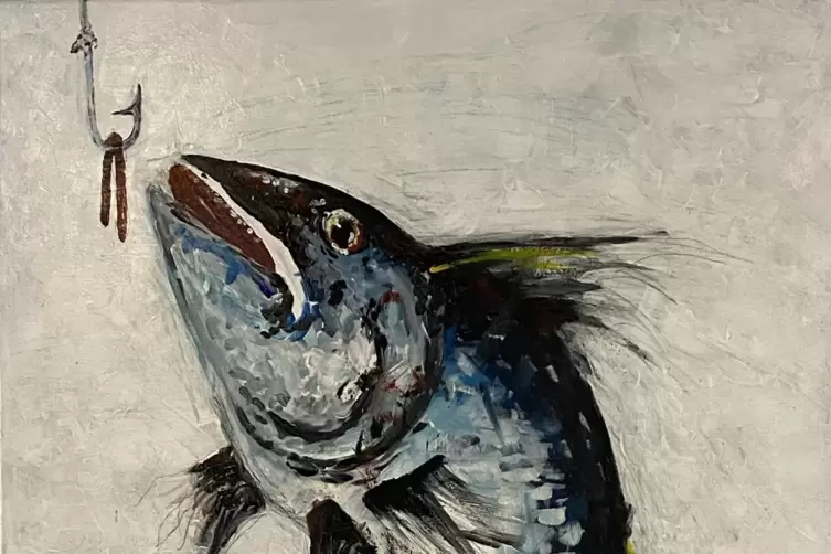 Hans Gareis: &bdquo;Fish Hook&ldquo;, Acryl auf Leinwand (2022, Ausschnitt).