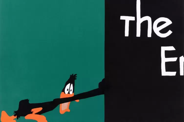 Das Alter, ein Endkampf: Cosima von Bonins Symbol-Kunstwerk mit Daffy Duck ist zurzeit in ihrer Einzelausstellung in der Frankfu