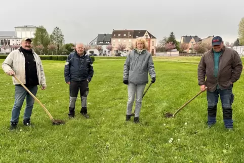 Sie bringen das Geläuf auf Vordermann: Mitglieder des Pfälzischen Rennvereins Zweibrücken – von links Jochen Göritz, Günter Schw Sie bringen das Geläuf auf Vordermann: Mitglieder des Pfälzischen Rennvereins Zweibrücken – von links Jochen Göritz, Günter Schw