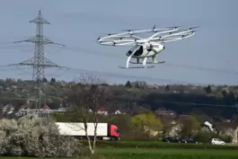 Der Volocopter – ein elektrisch angetriebenes Flugtaxi aus Bruchsal. Das Fluggerät hat zwei Sitzplätze und 20 Kilometer Reichwei
